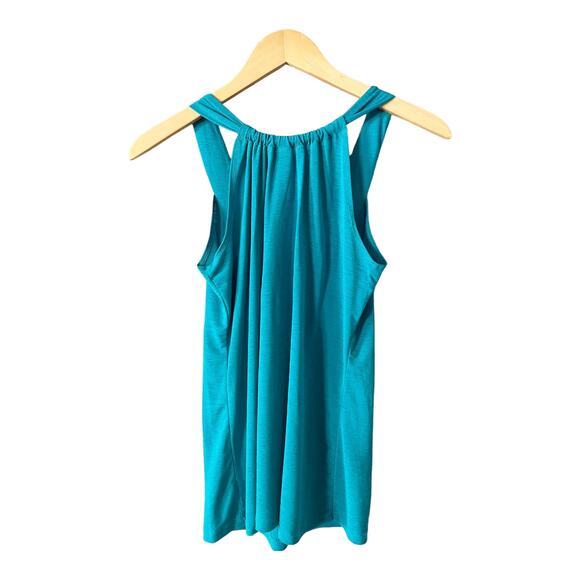 HEART SOUL Teal Tank Top Embellished Beaded Mesh Scoop Neck Sleeveless Small EUC - Picture 2 of 8